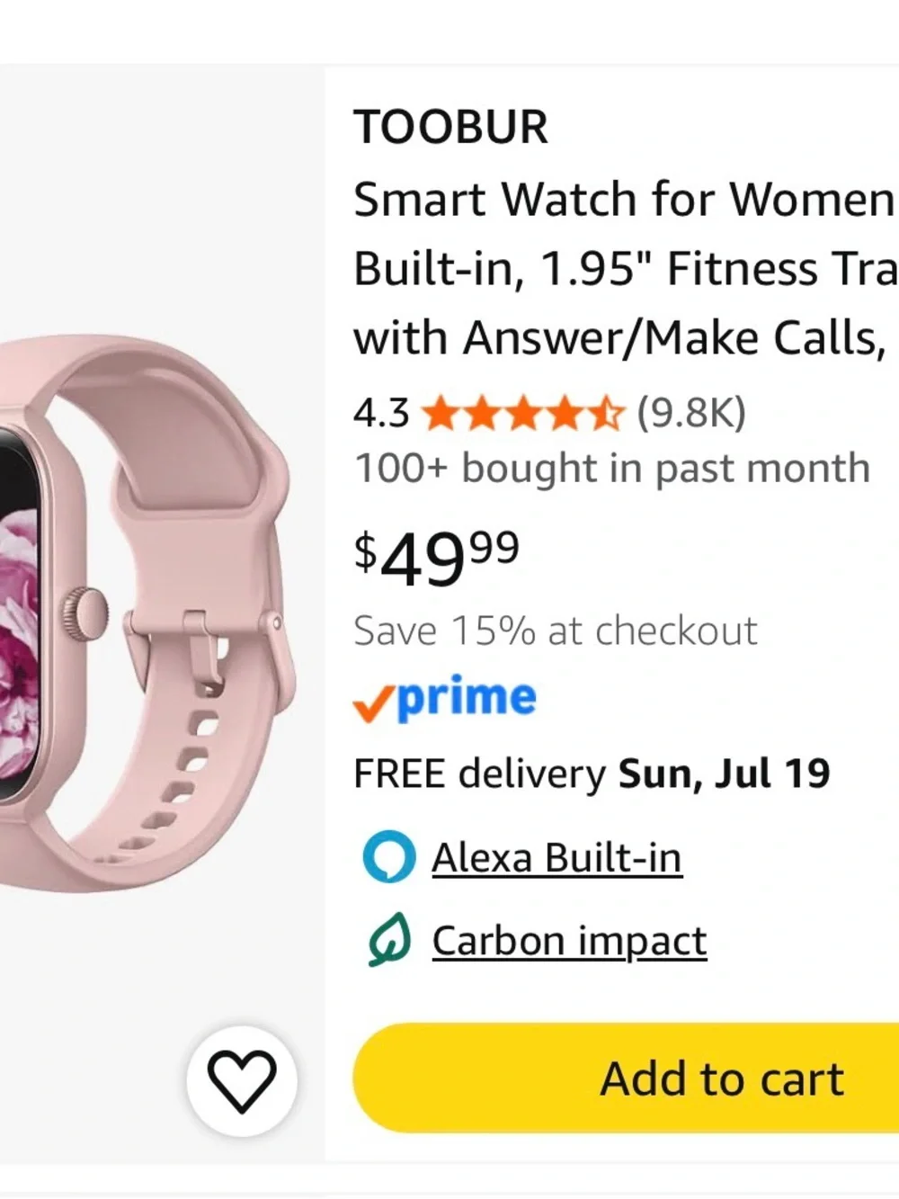 N/A pink smartwatch